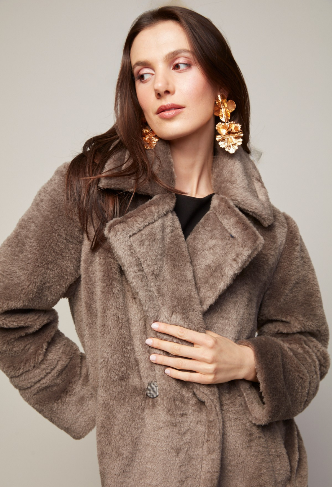 Bear, manteau long à double boutonnage en fausse fourrure