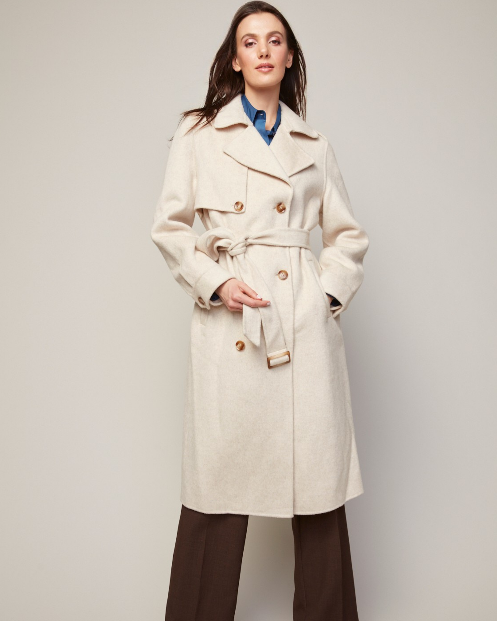 Sibel Double Face Wool Blend Trench Coat