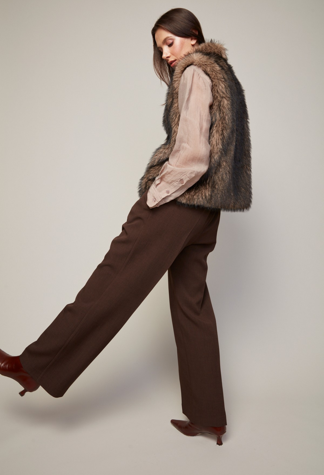 Blossom, gilet sans manches en fausse fourrure