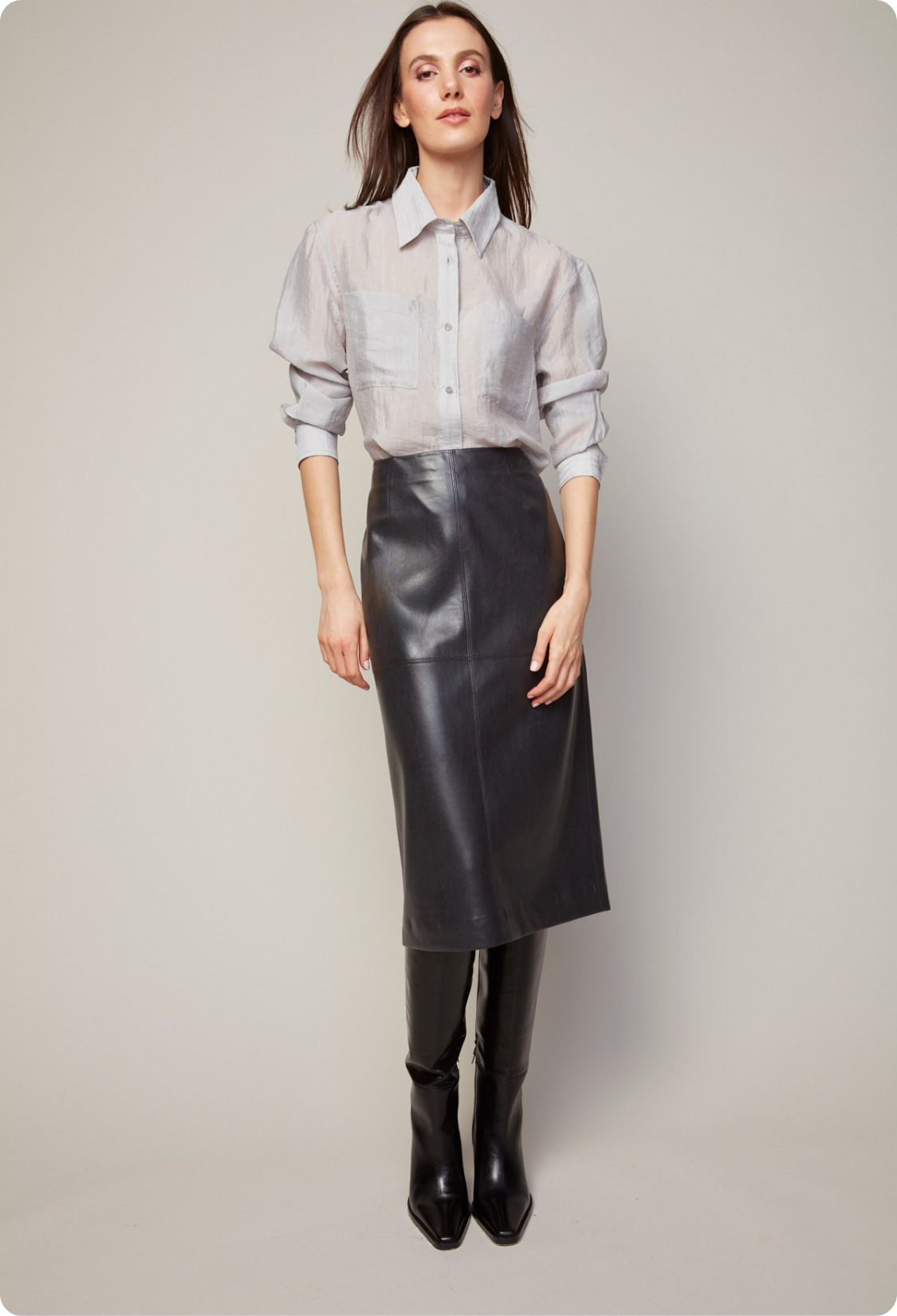Brandy stretch vegan leather pencil skirt