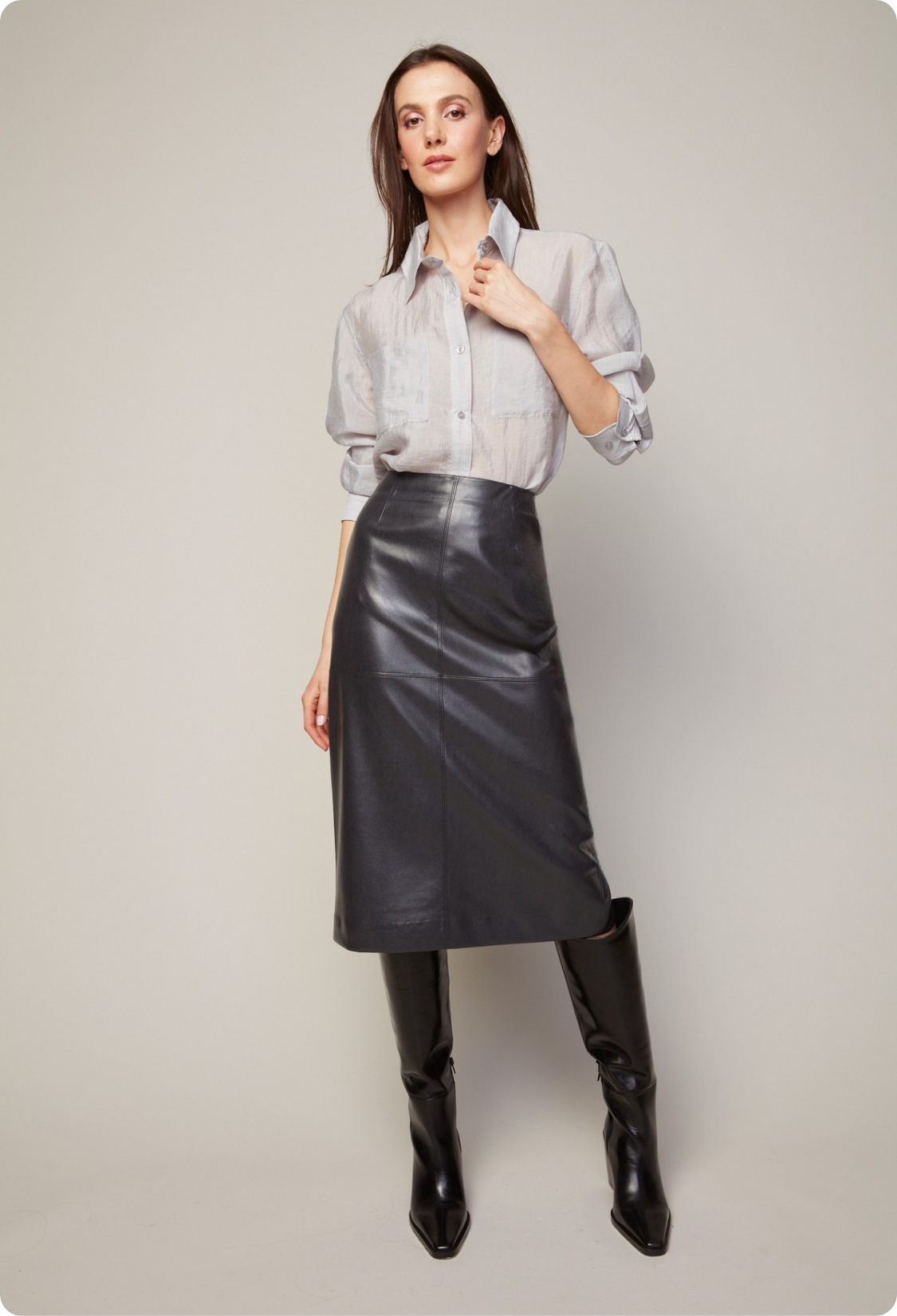 Brandy stretch vegan leather pencil skirt