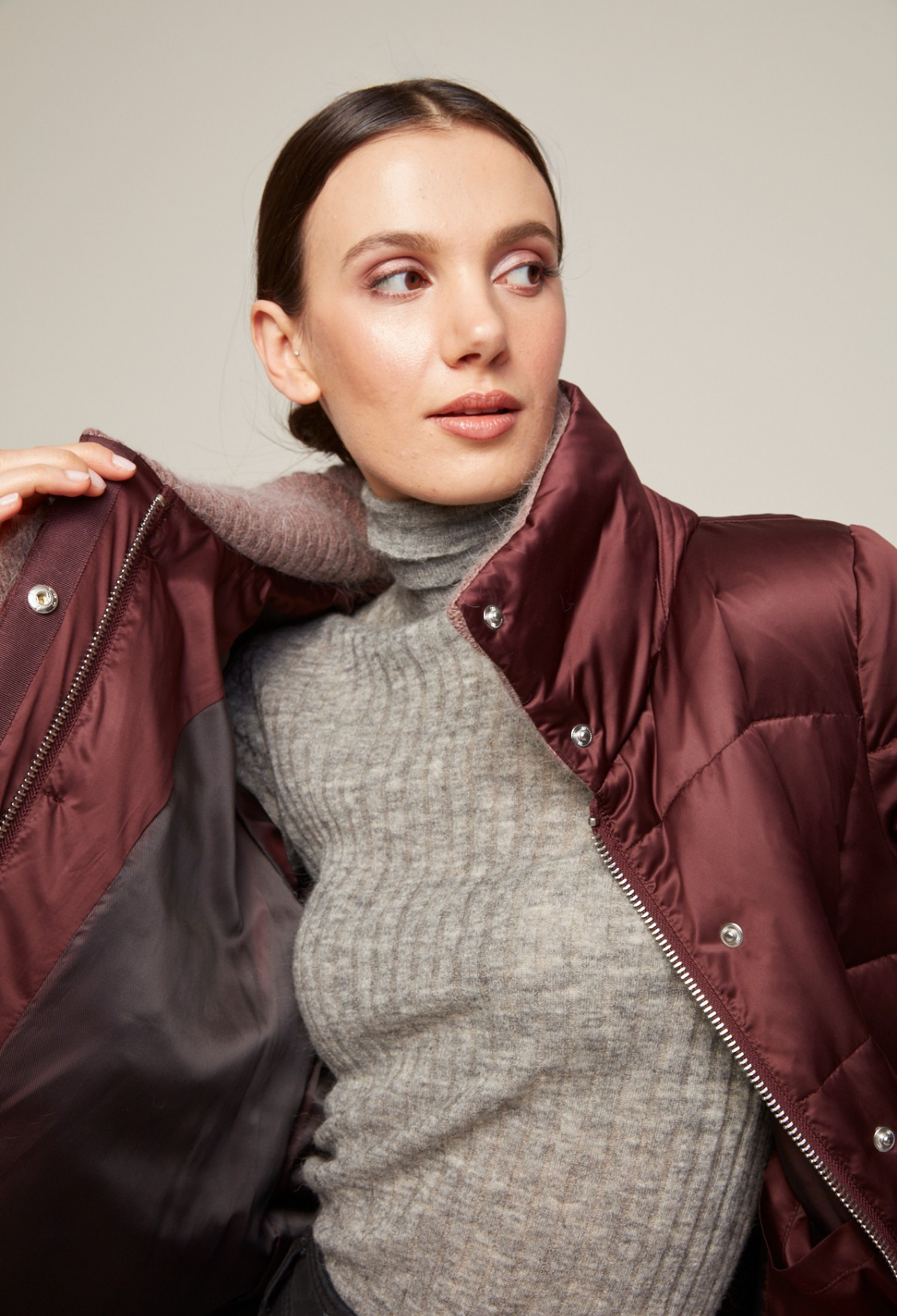 Bianka, manteau en duvet mi-long à col montant