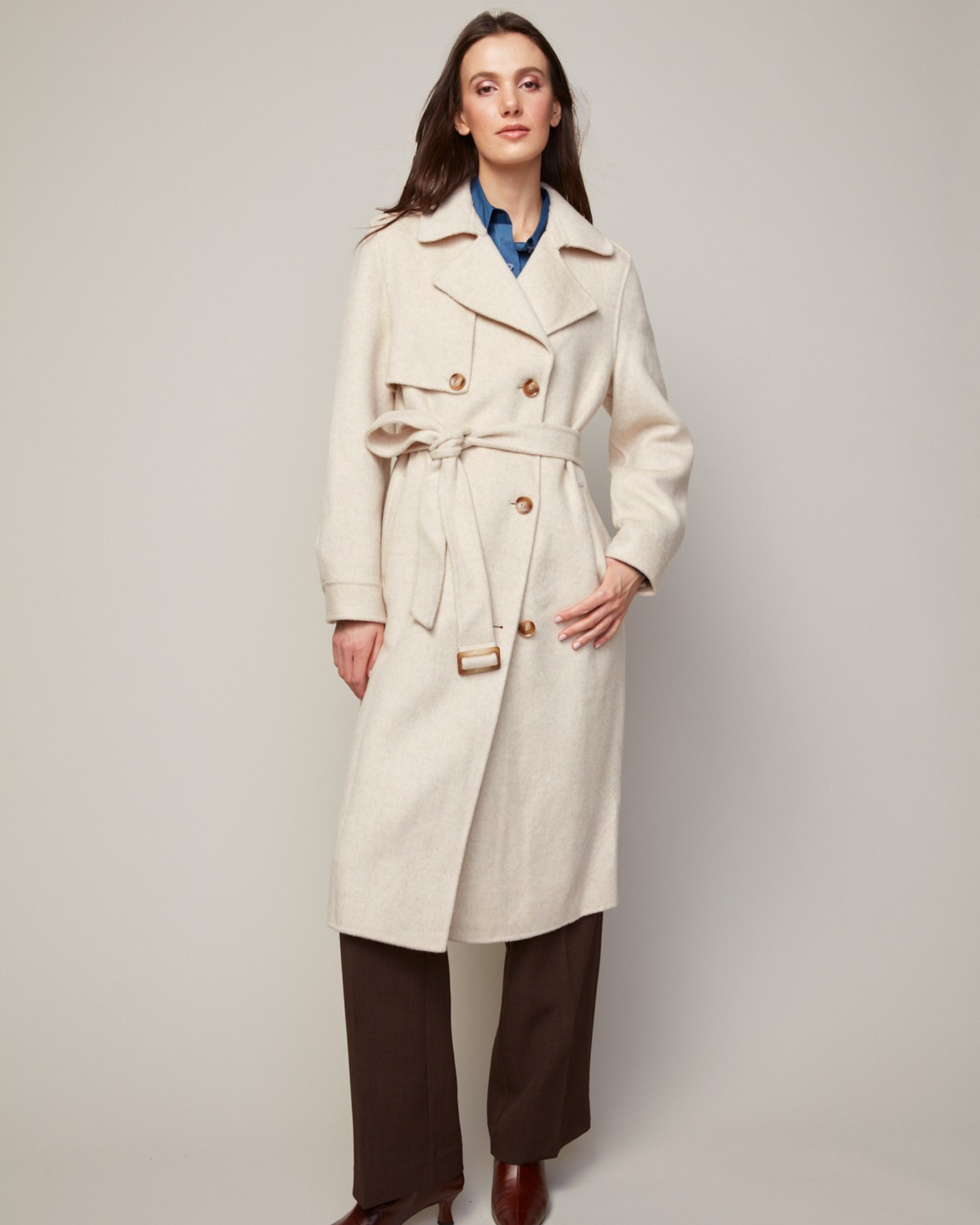 Sibel Double Face Wool Blend Trench Coat