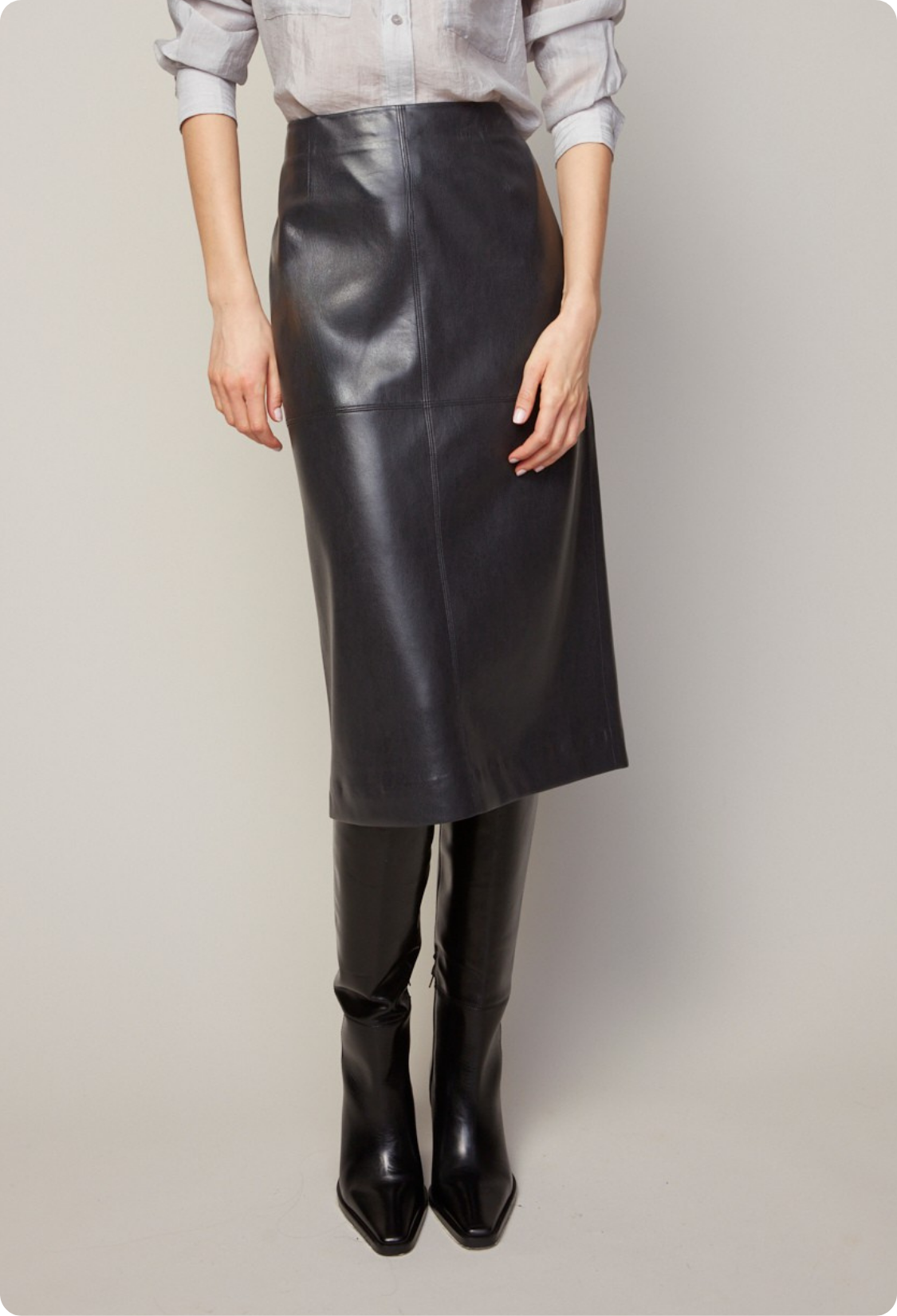 Brandy stretch vegan leather pencil skirt