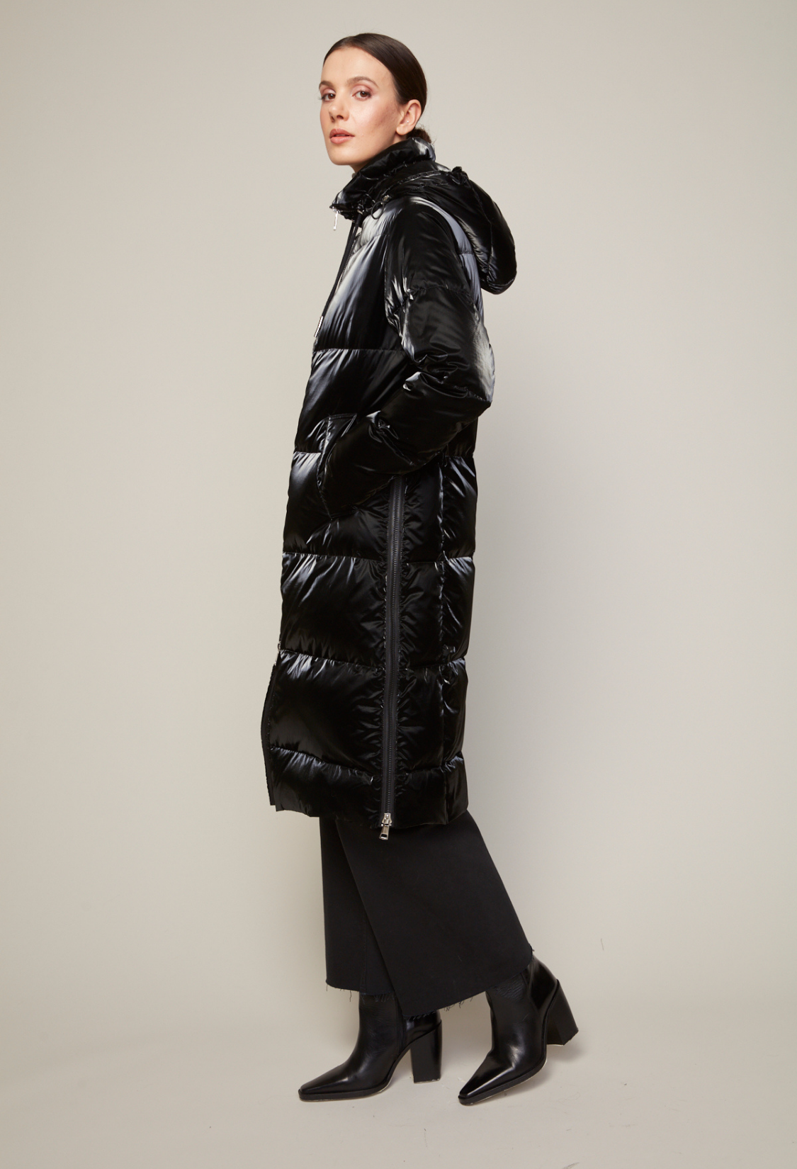 Scarlet, manteau en duvet long avec capuche amovible