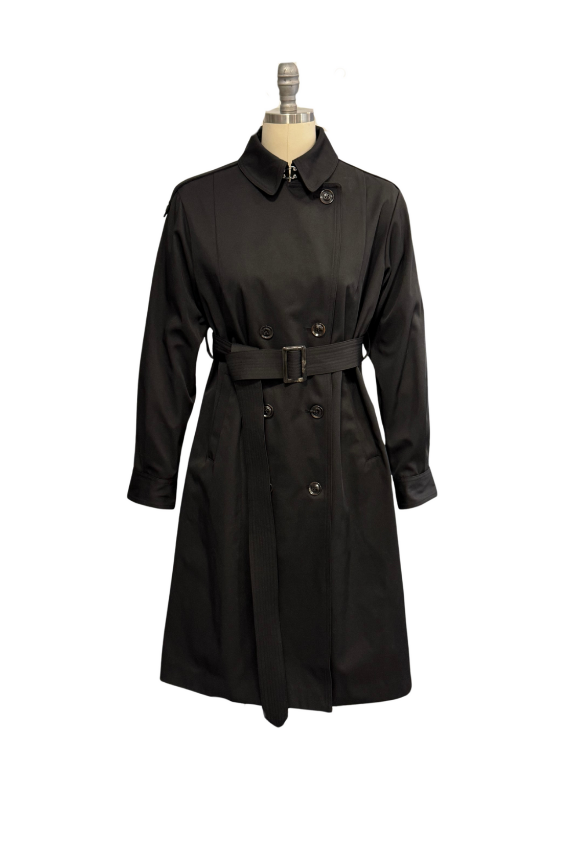 Troy double breasted trench coat with inverted back pleat