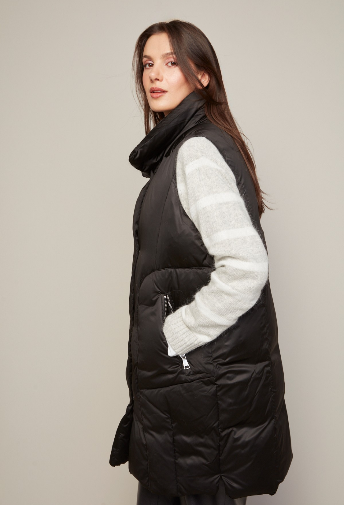 Padma, gilet en duvet mi-long