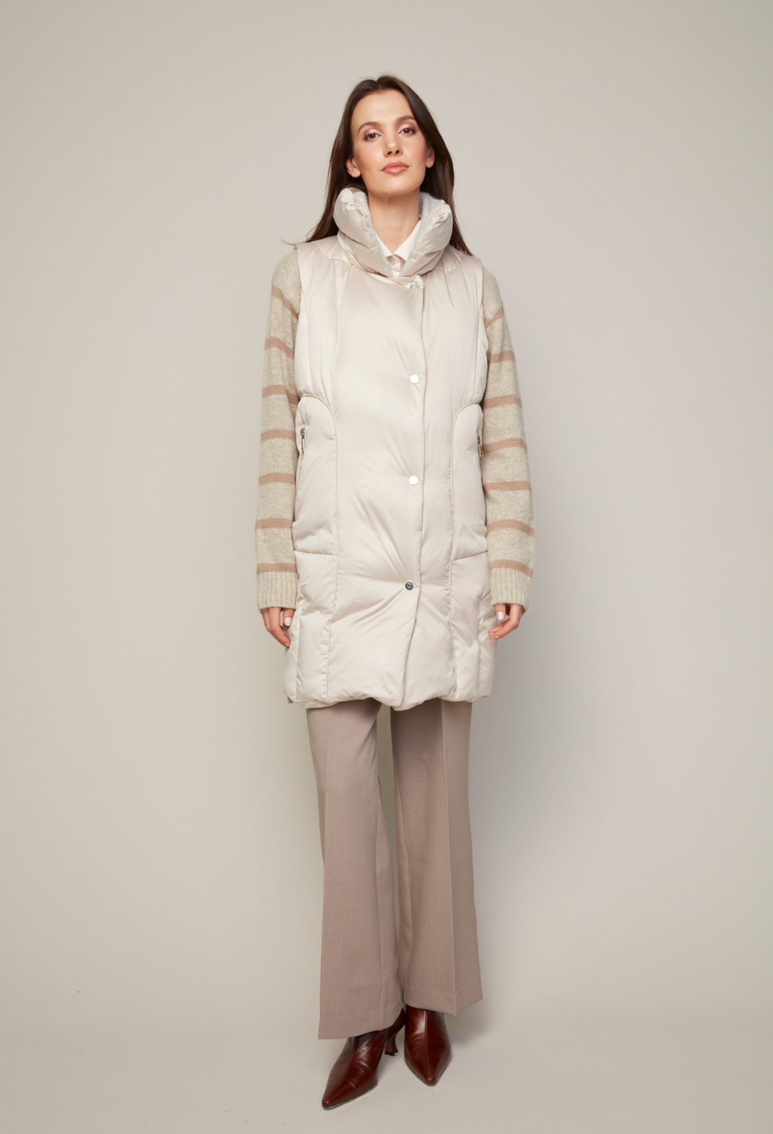 Padma, gilet en duvet mi-long