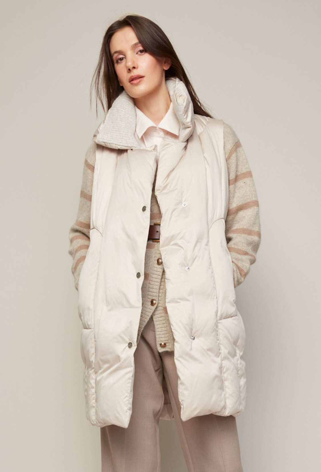 Padma, gilet en duvet mi-long