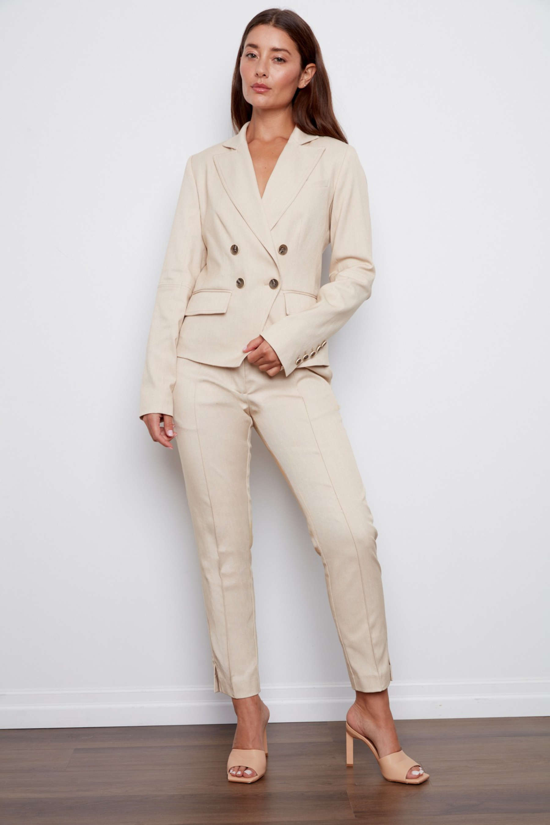 Carlisle, double breasted stretch signature blazer