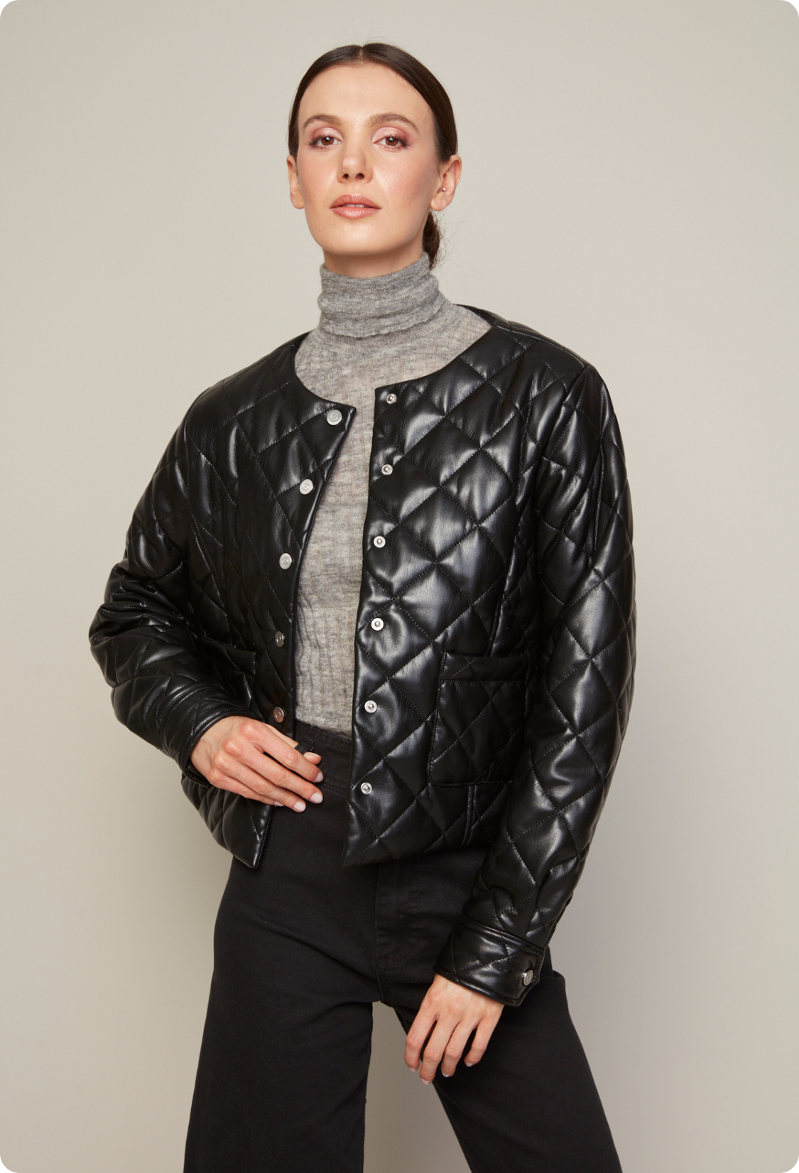 Baya, veste sans col en cuir végan