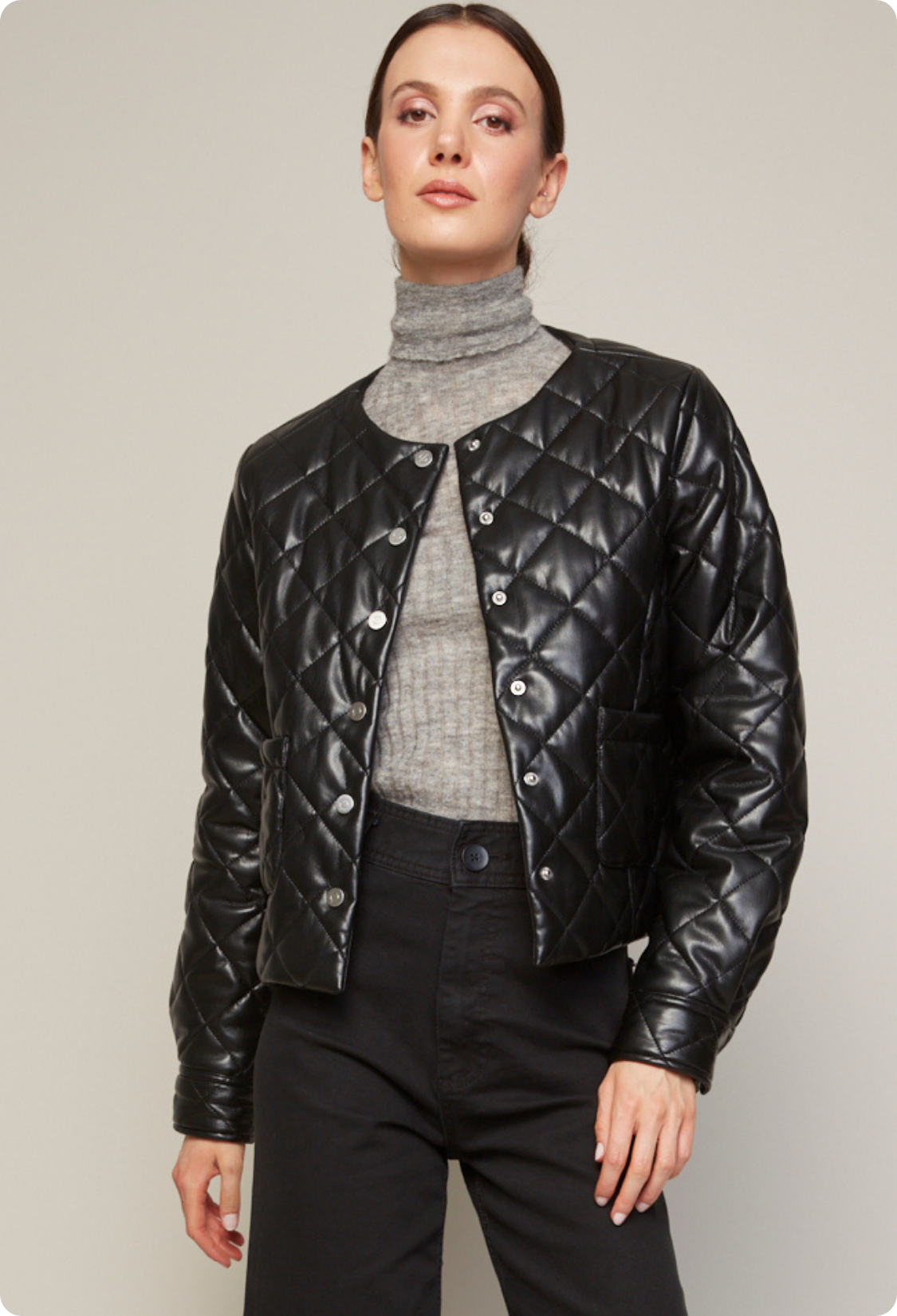 Baya, veste sans col en cuir végan