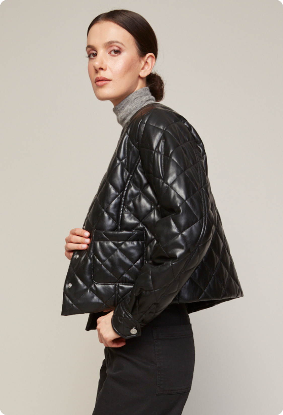 Baya, veste sans col en cuir végan