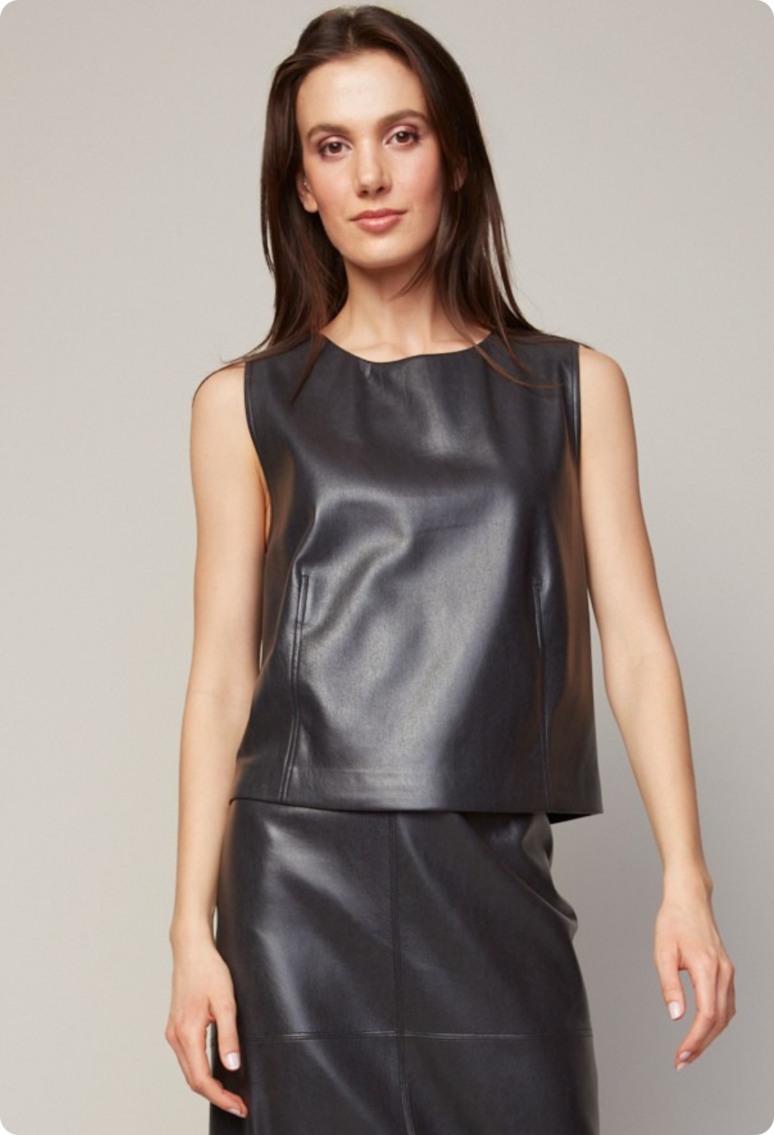 Bonnie stretch vegan leather sleveless top