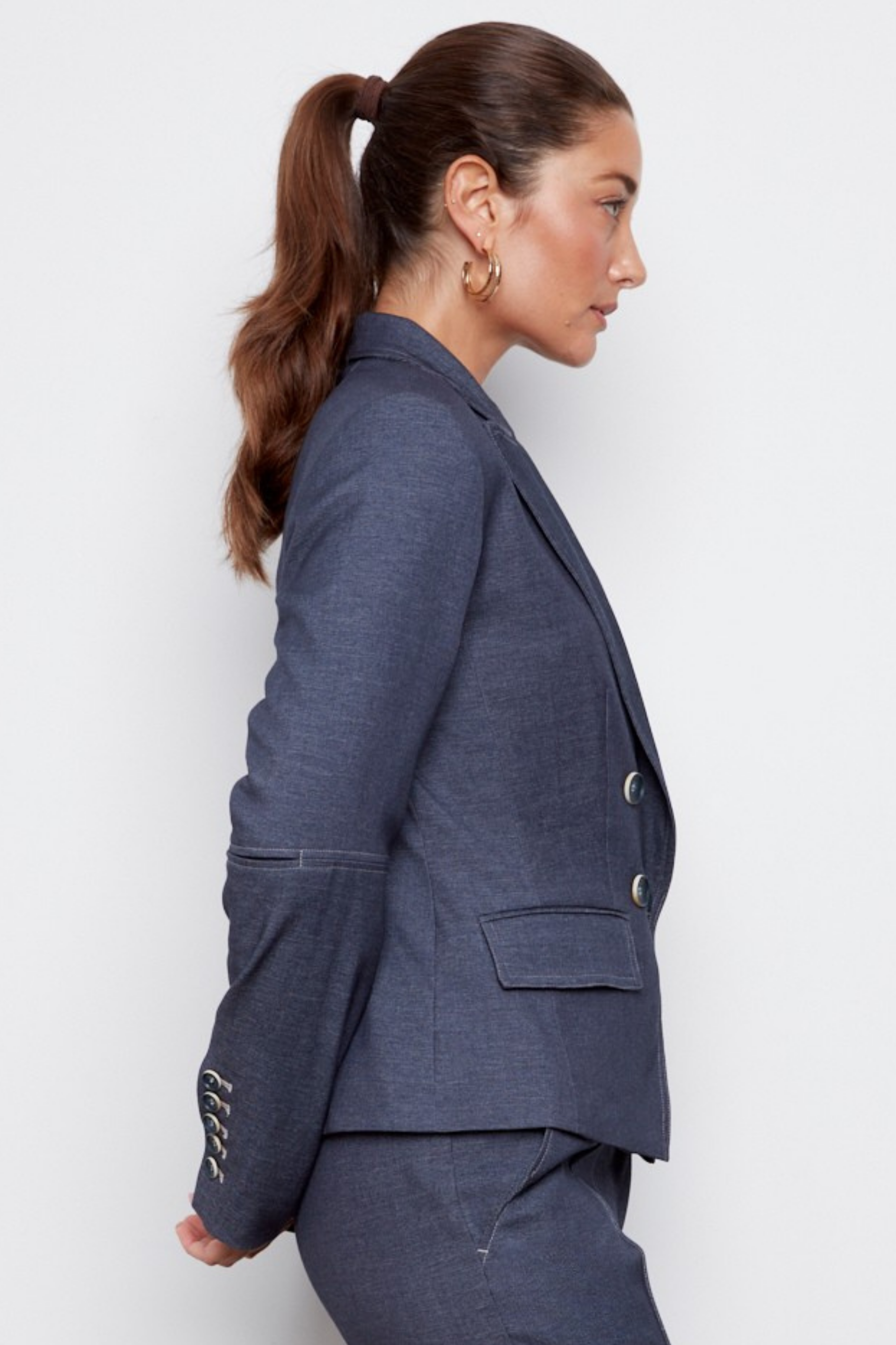 Carlisle, double breasted stretch signature blazer