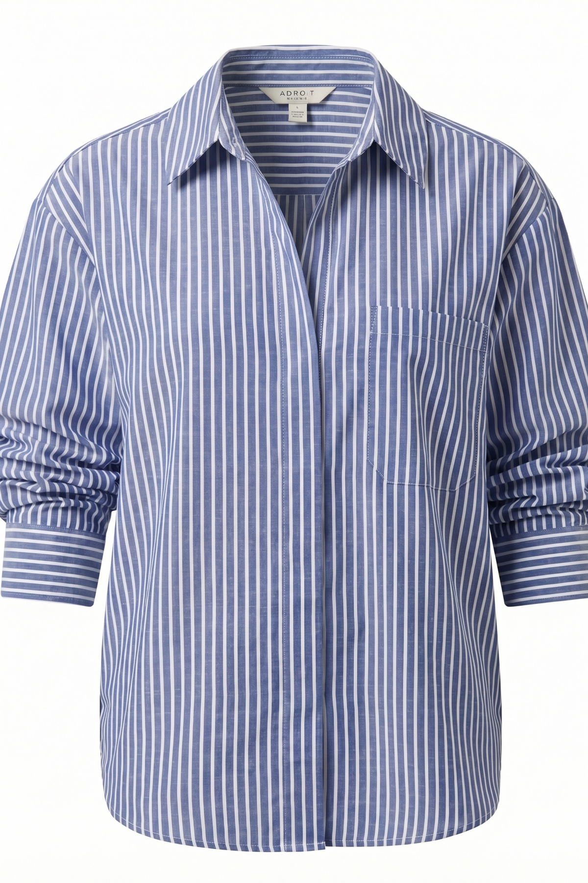 Daria, button-front shirt with ruched sleeves