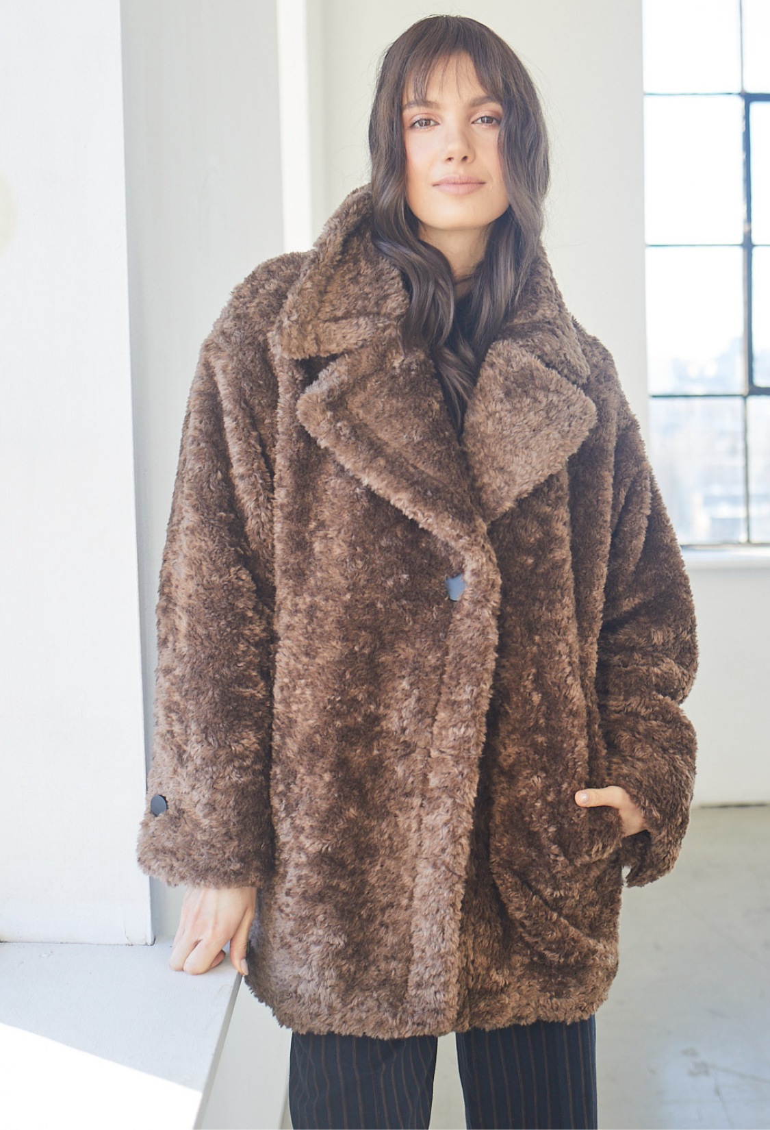 Saskia mid Length Faux Fur Coat