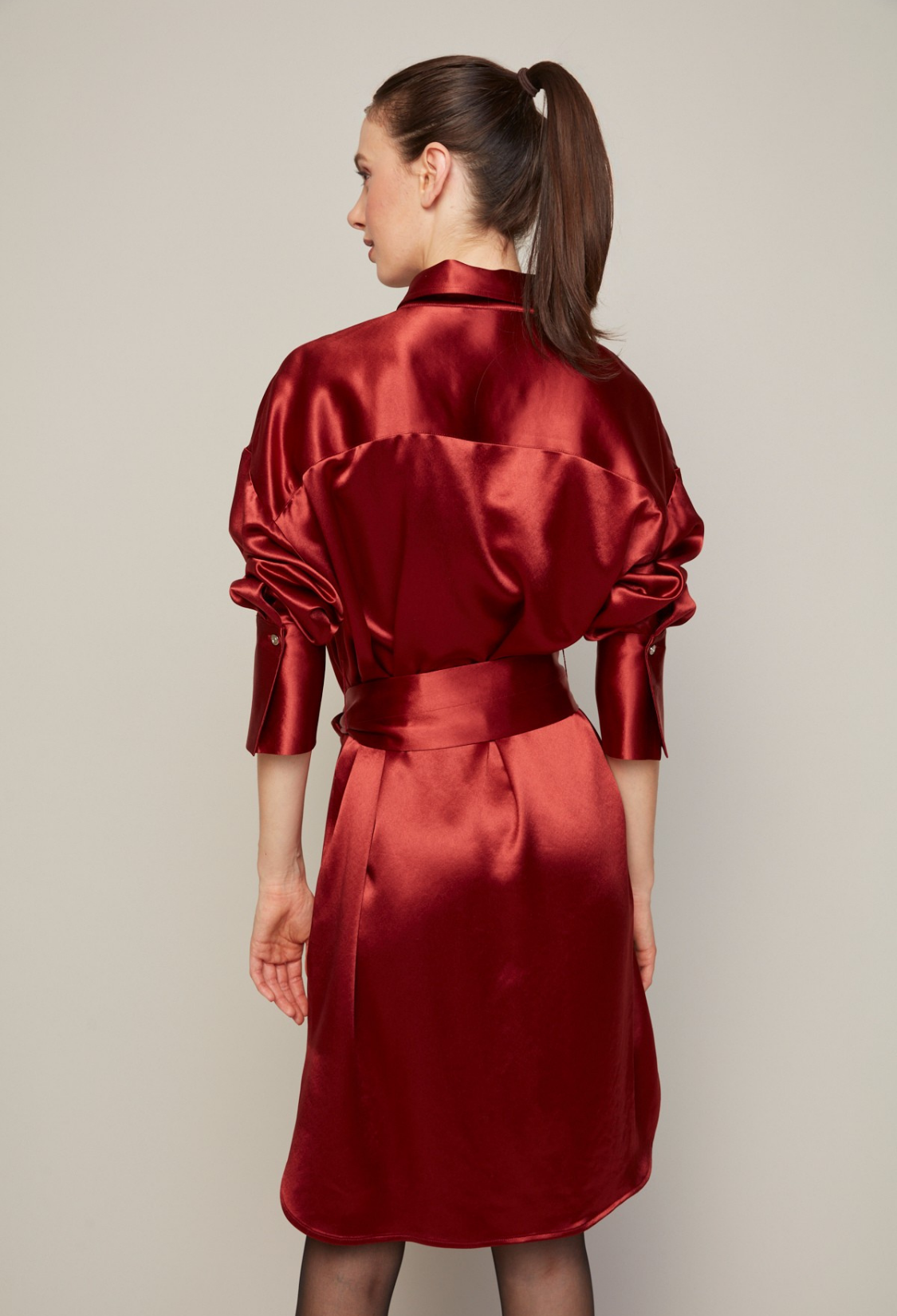 Bindie pull over shirt dress with removable sash