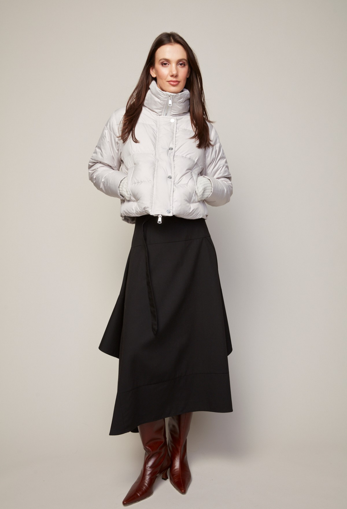 Bailey short down coat w/high collar