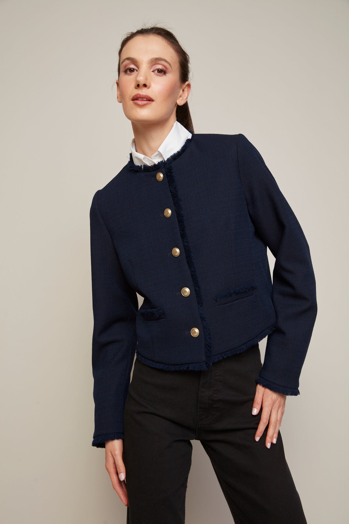 Béatrice, blazer court à franges