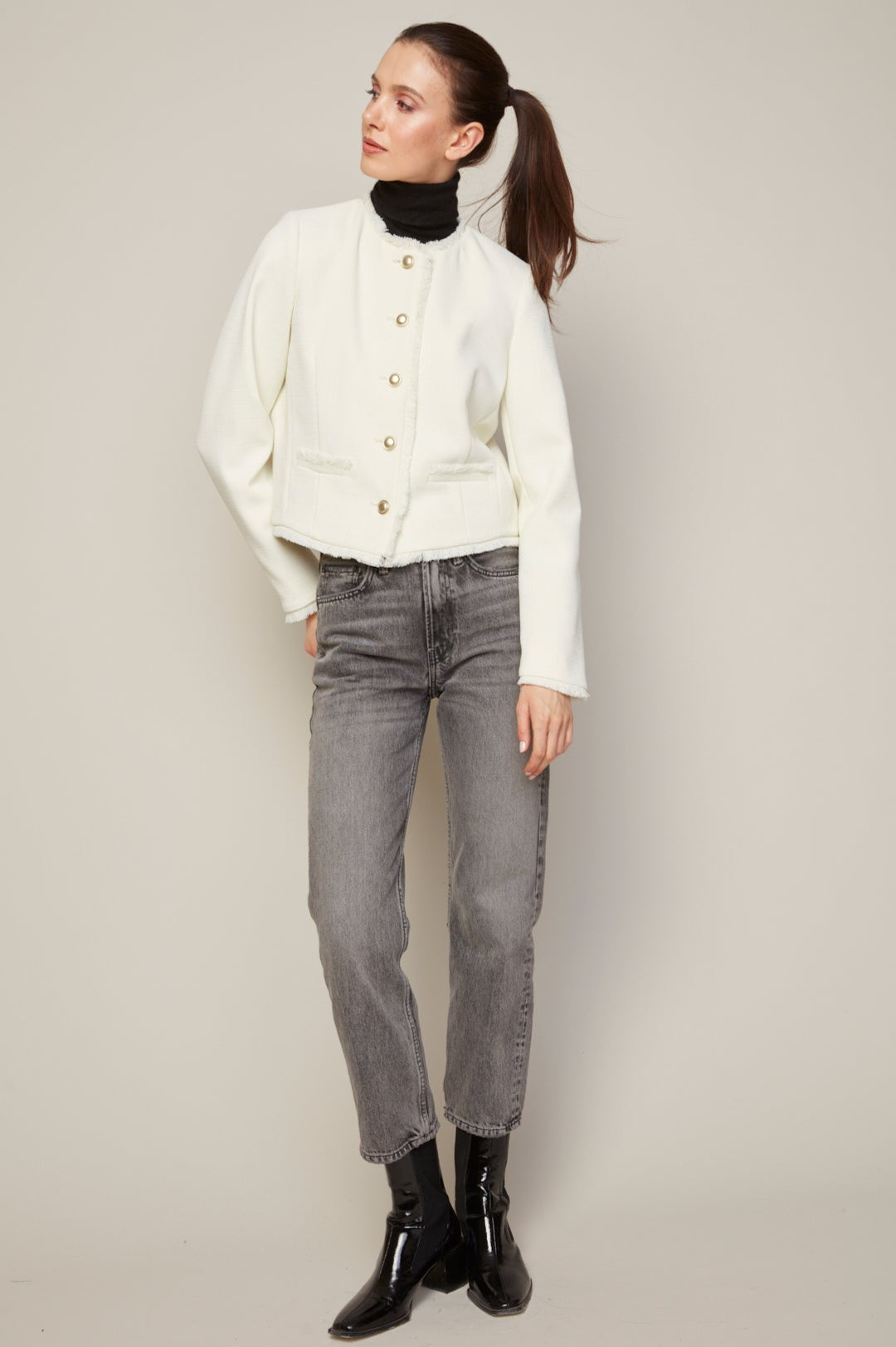 Béatrice, blazer court à franges