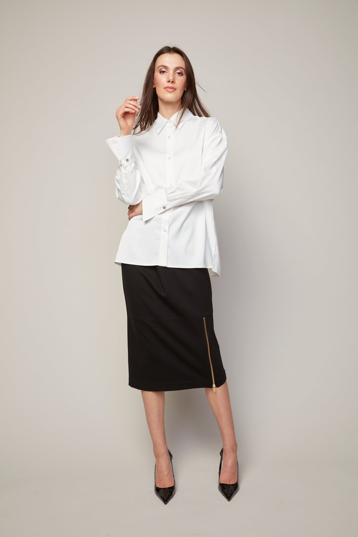 Bellamy, chemisier boutonné en satin