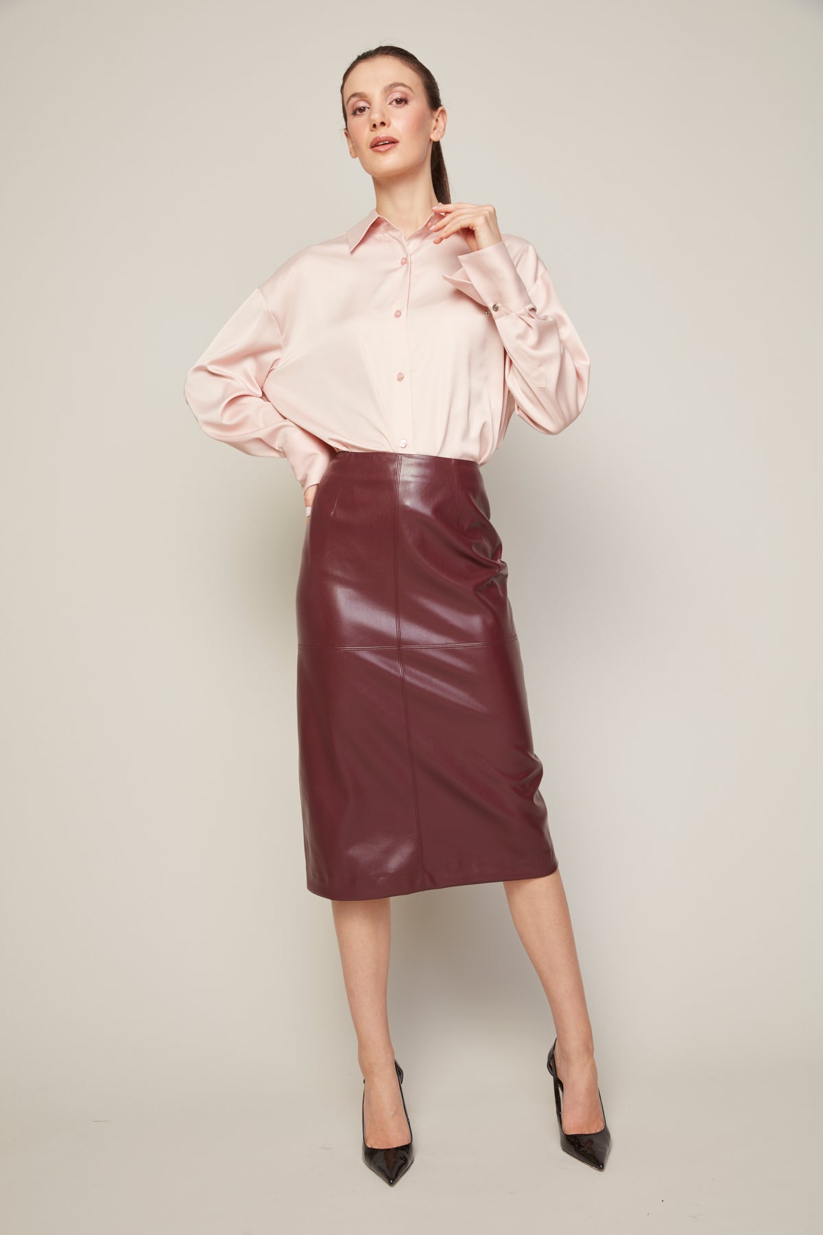 Bellamy, chemisier boutonné en satin