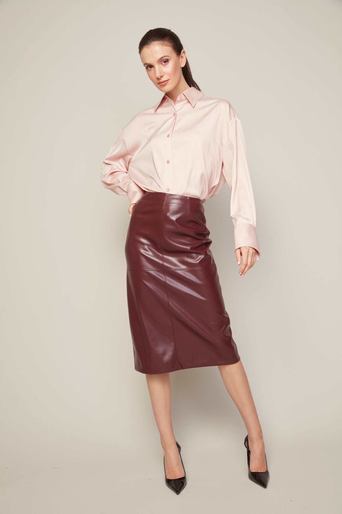 Bellamy, chemisier boutonné en satin