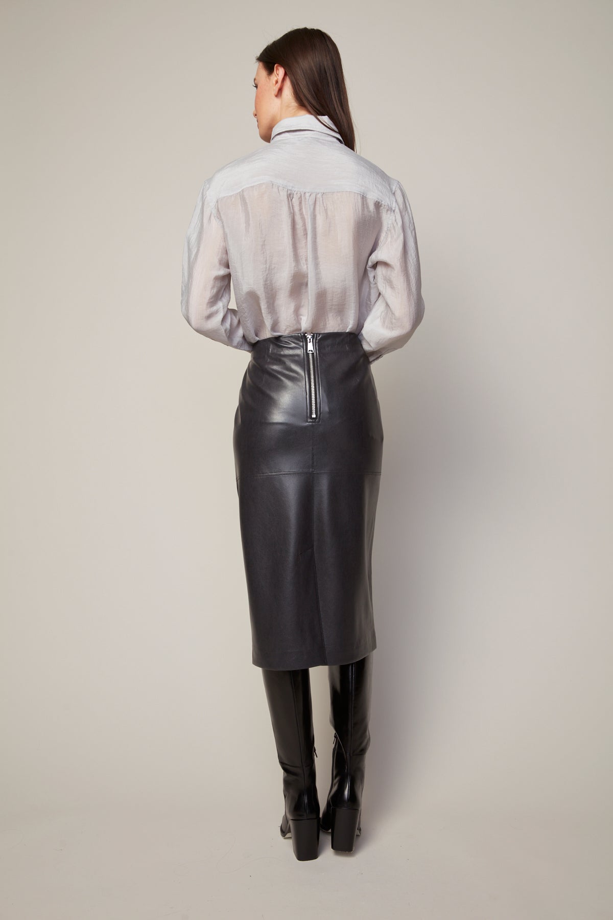 Brandy stretch vegan leather pencil skirt