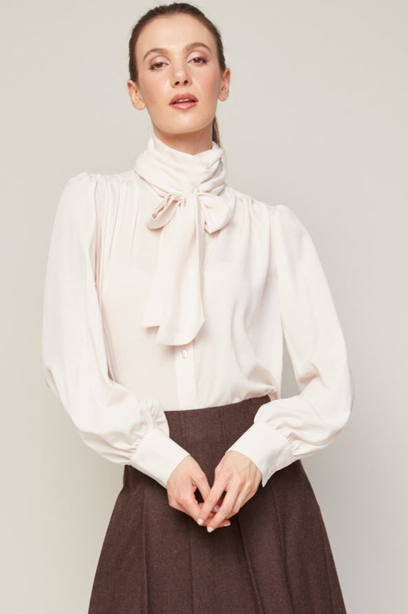 Bliss semi transparent chiffon blouse with removable lavallière