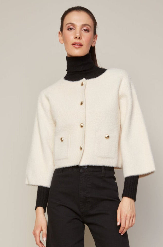Bronte buttoned front cardigan with patch pockets