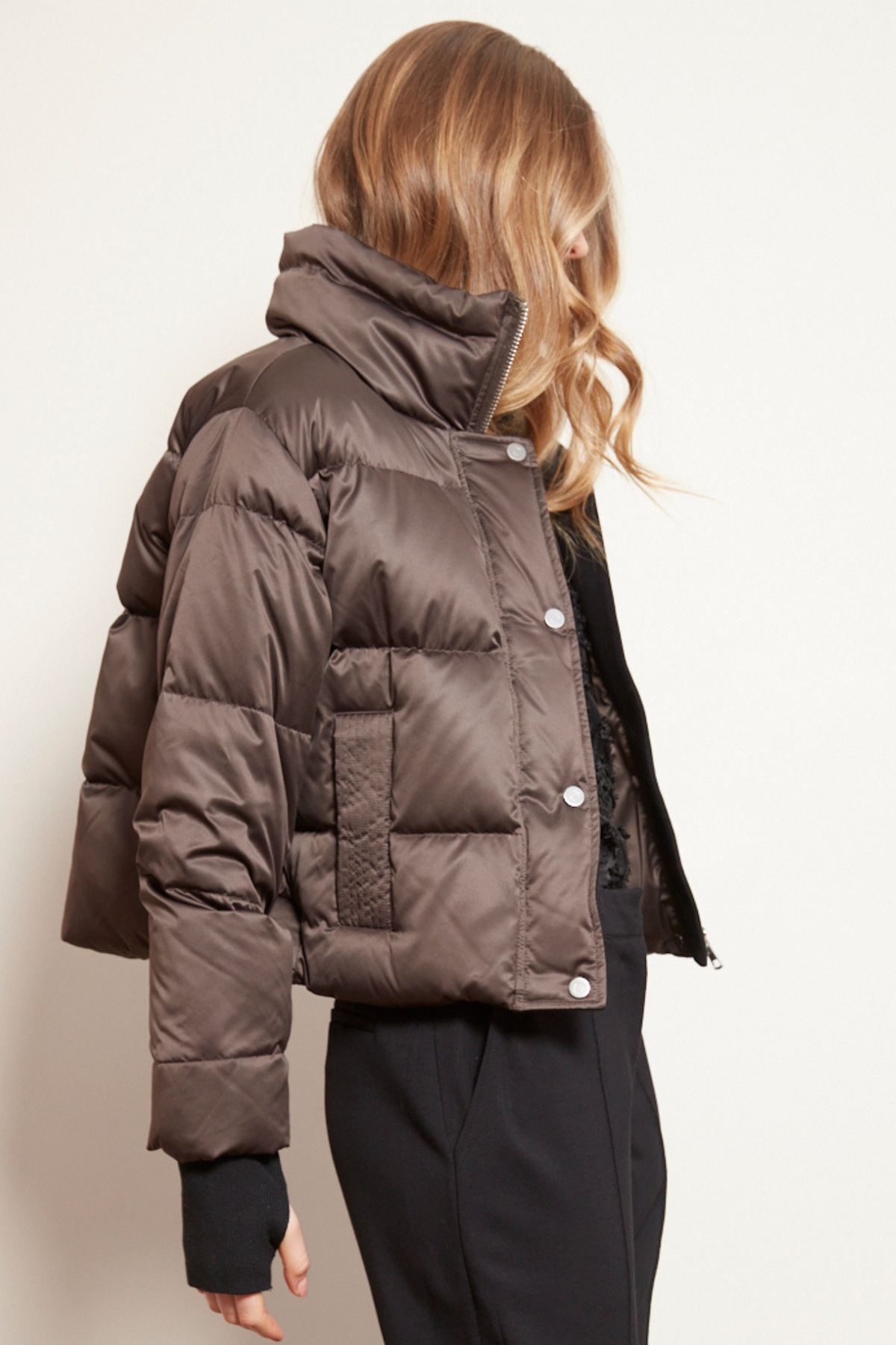 Bailey, high collar short bomber jacket