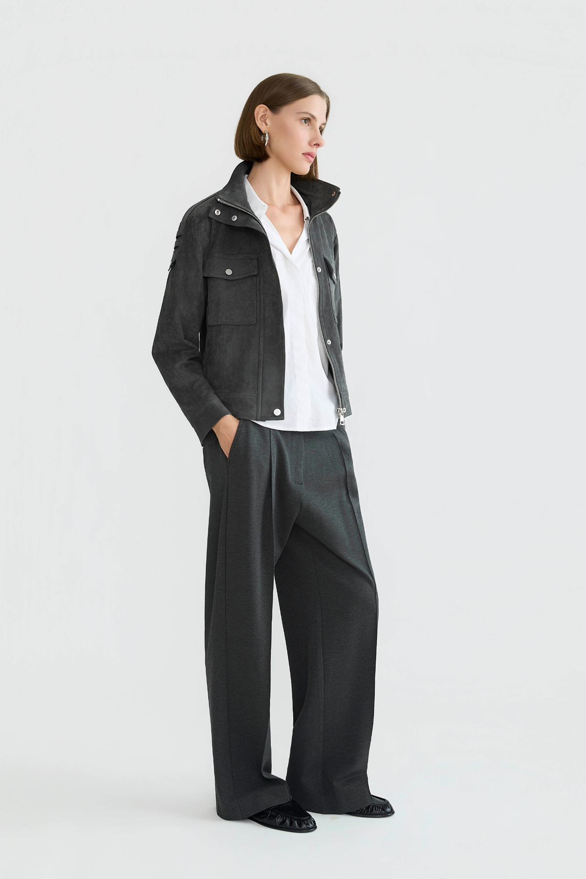 Benji, wide-leg stretch ponte trousers