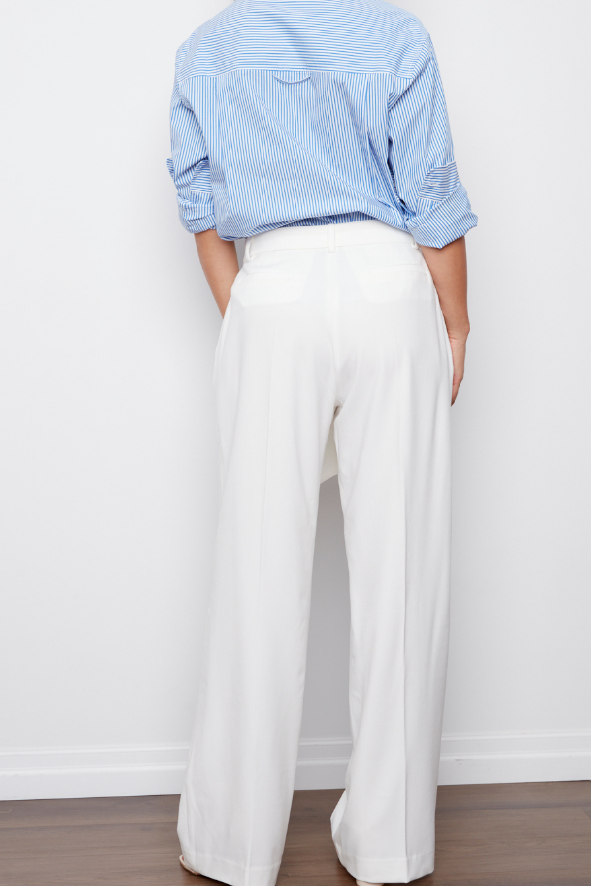 Benji, pantalon à jambes larges avec plis et ceinture amovible
