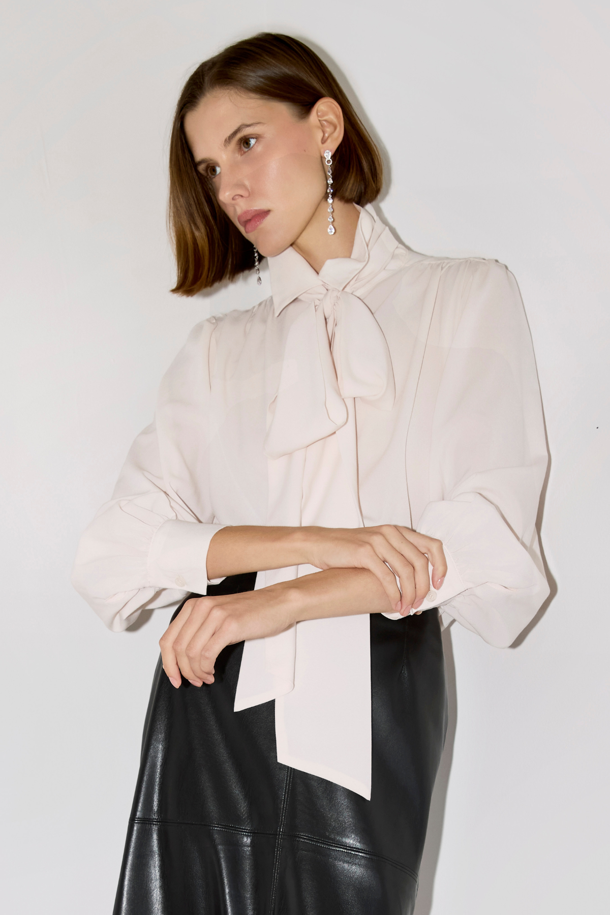 Bliss semi transparent chiffon blouse with removable lavallière