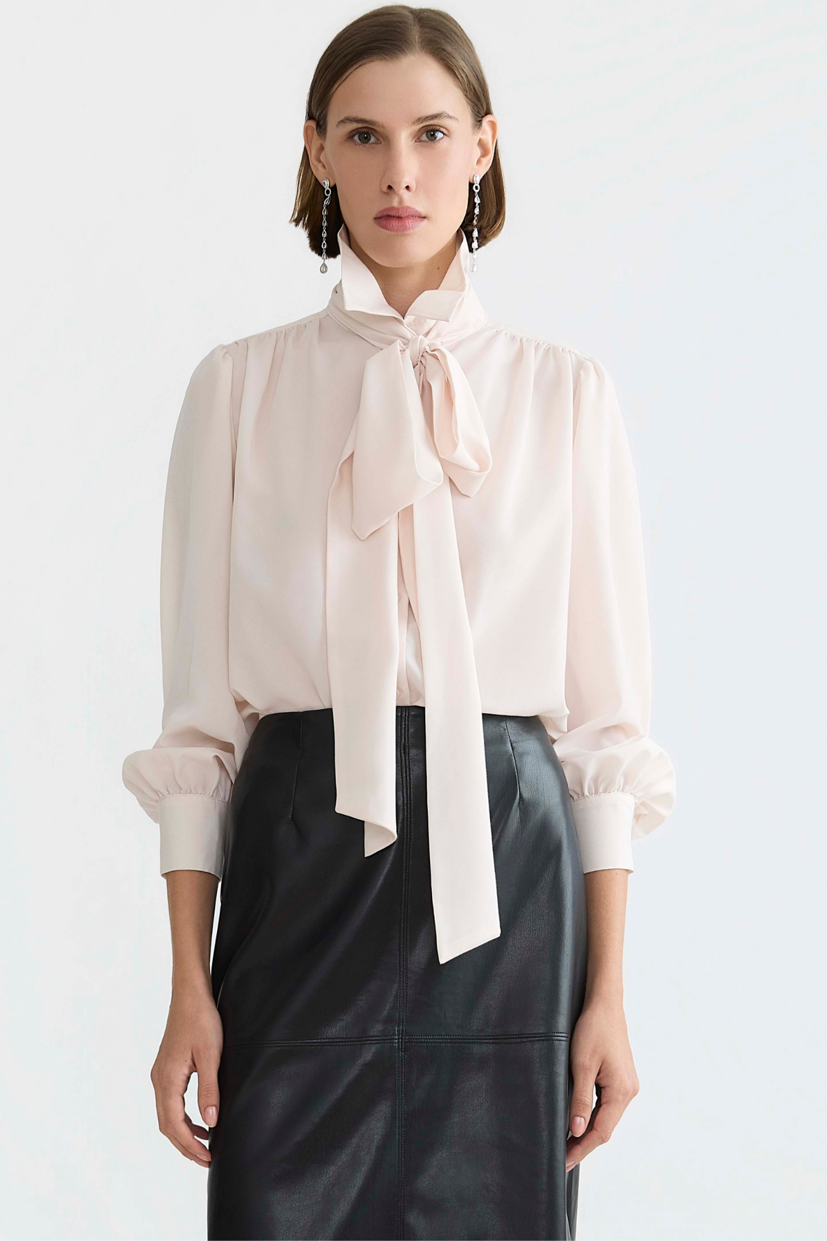 Bliss semi transparent chiffon blouse with removable lavallière