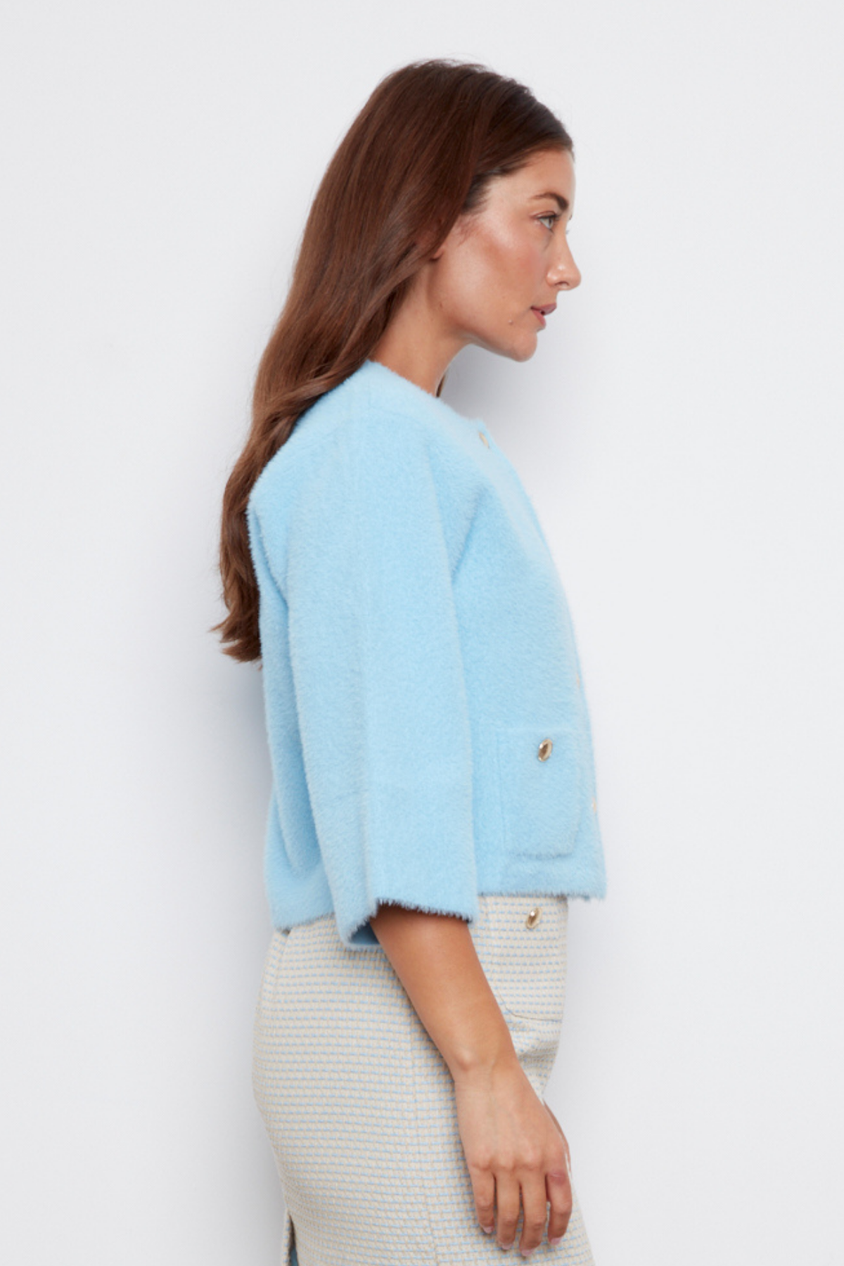 Bronte, buttoned front knitted cardigan with patch pockets