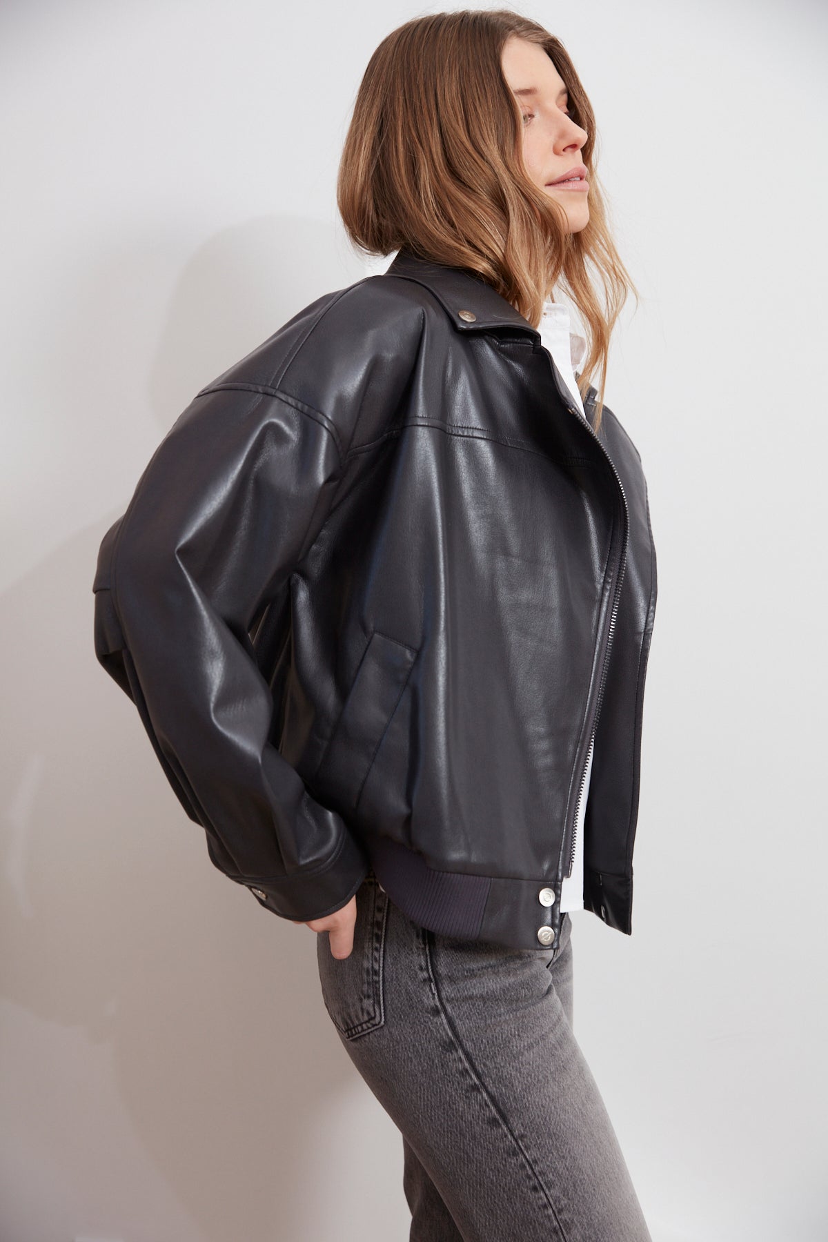 Carey, moto vegan leather jacket