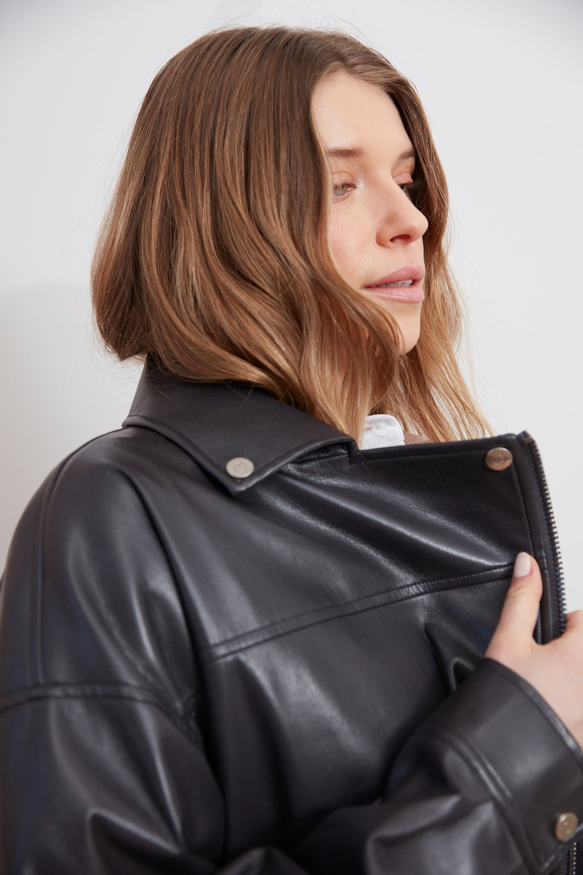 Carey, moto vegan leather jacket