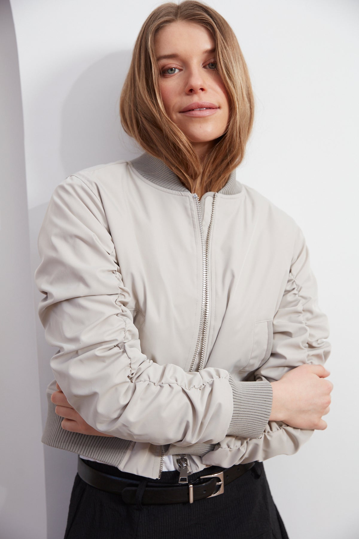 Cierra, bomber jacket with shirring detail