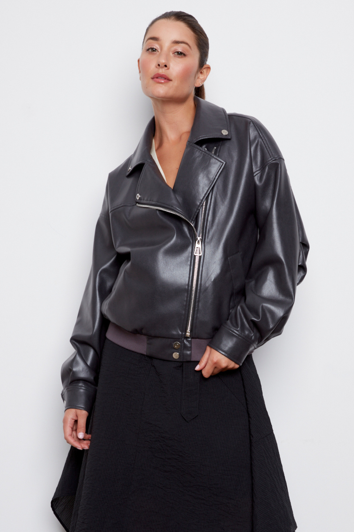 Carey, moto vegan leather jacket