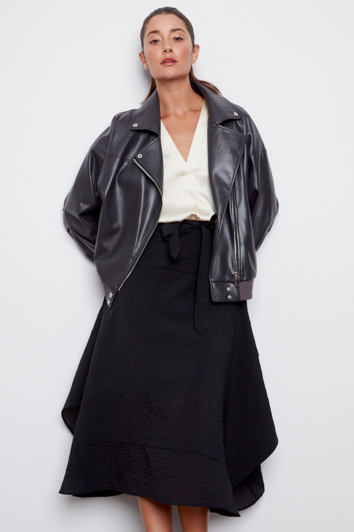 Carey, moto vegan leather jacket