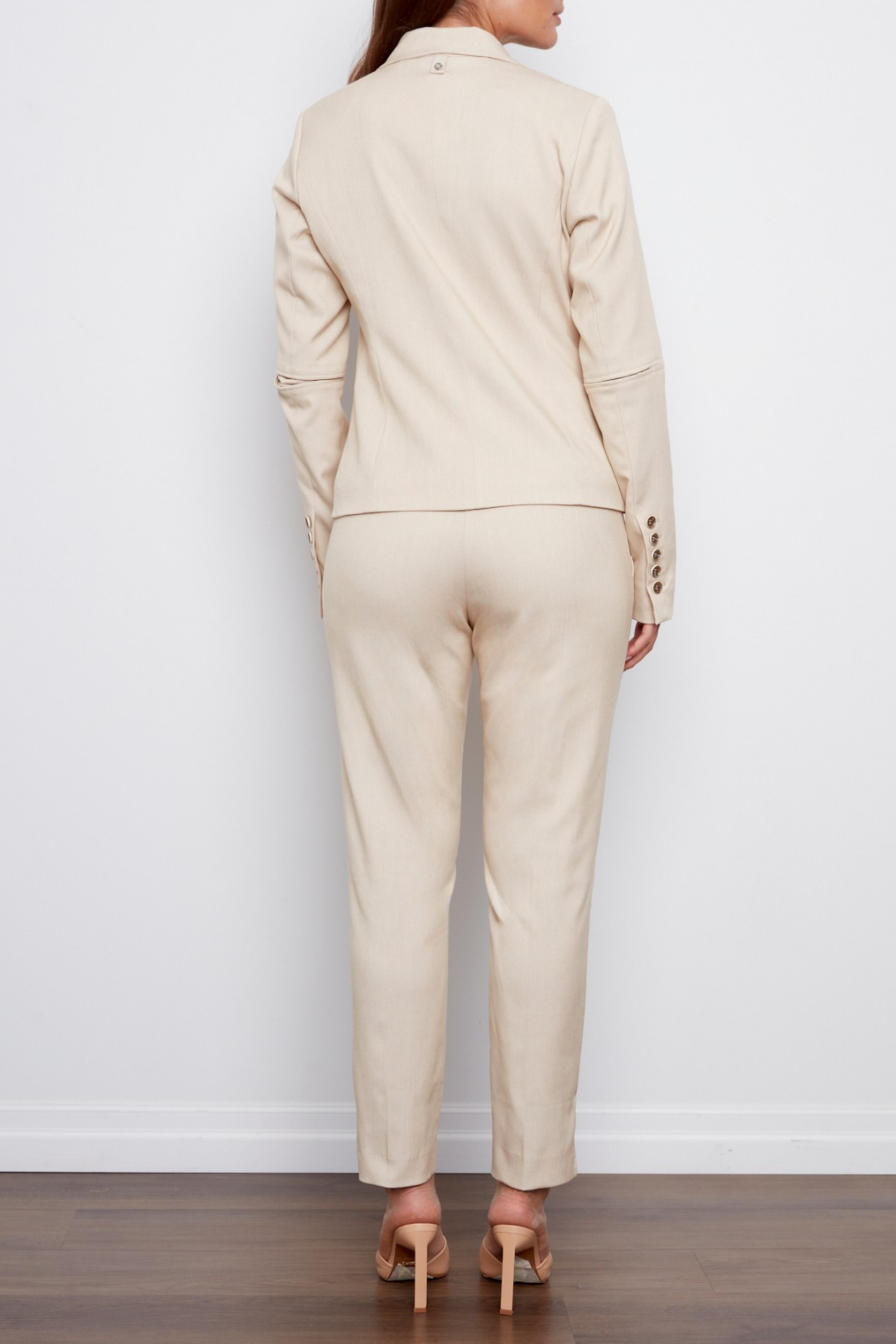 Bruce, slim stretch ankle lenght pant with side slit