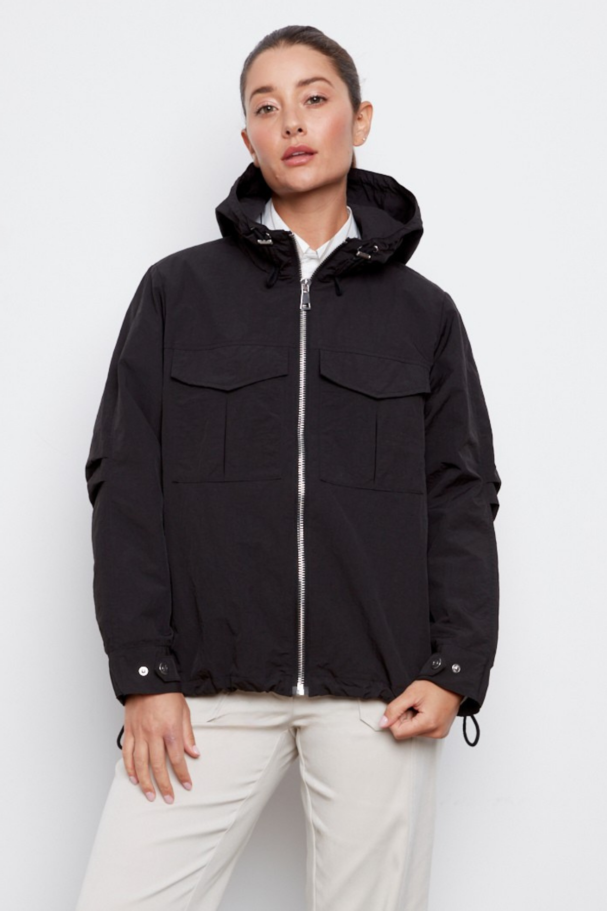 Charlie, hooded zip front windbreaker