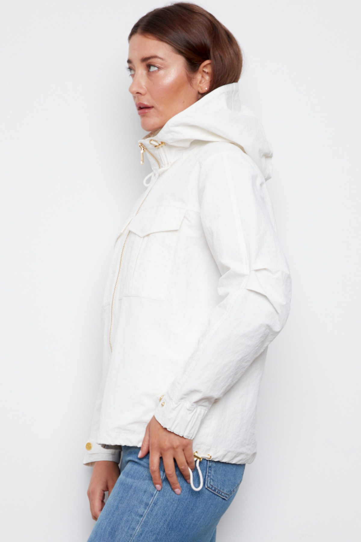 Charlie, hooded zip front windbreaker