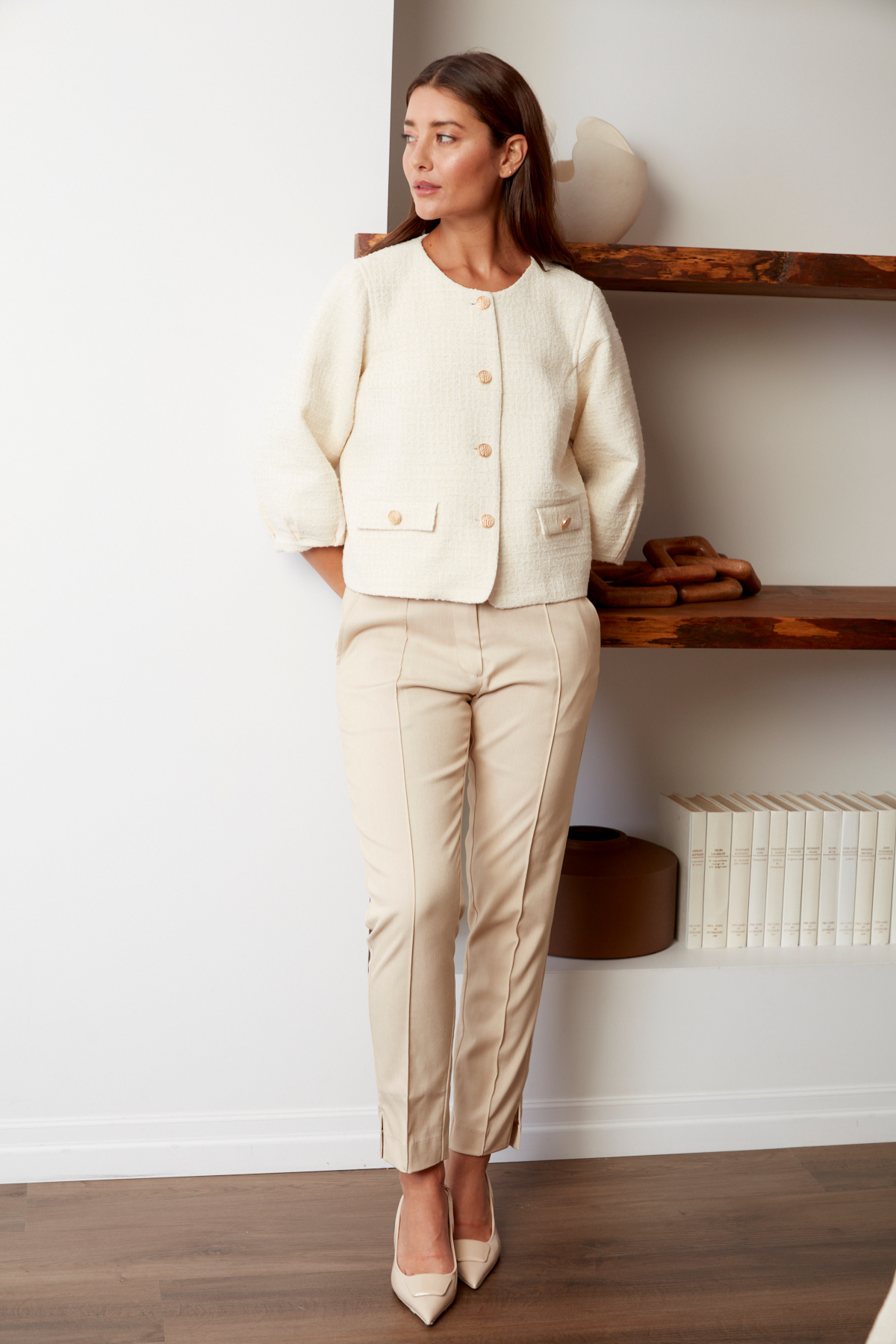 Charlotte, veste boutonnée en tissu texturé