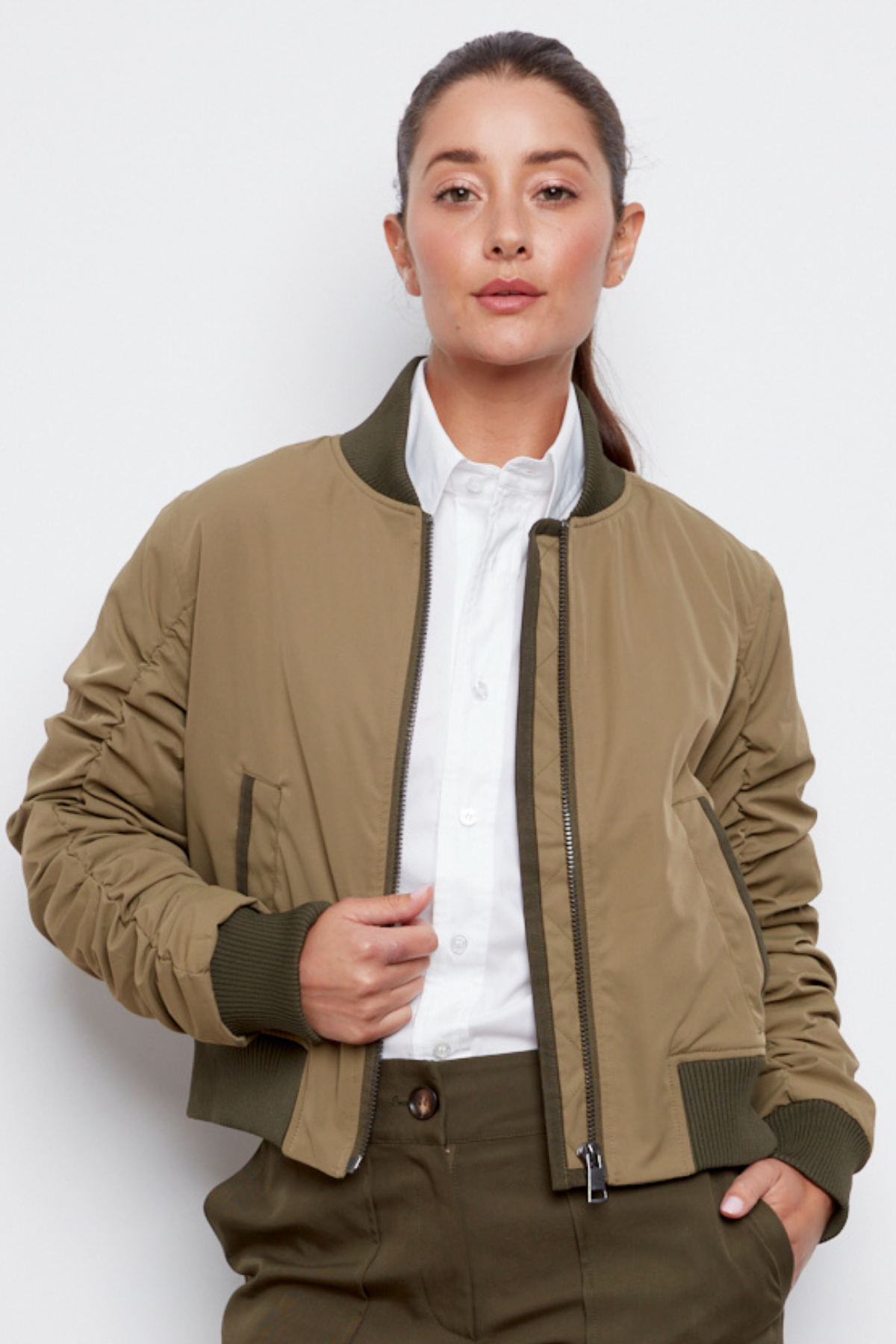 Cierra, bomber jacket with shirring detail