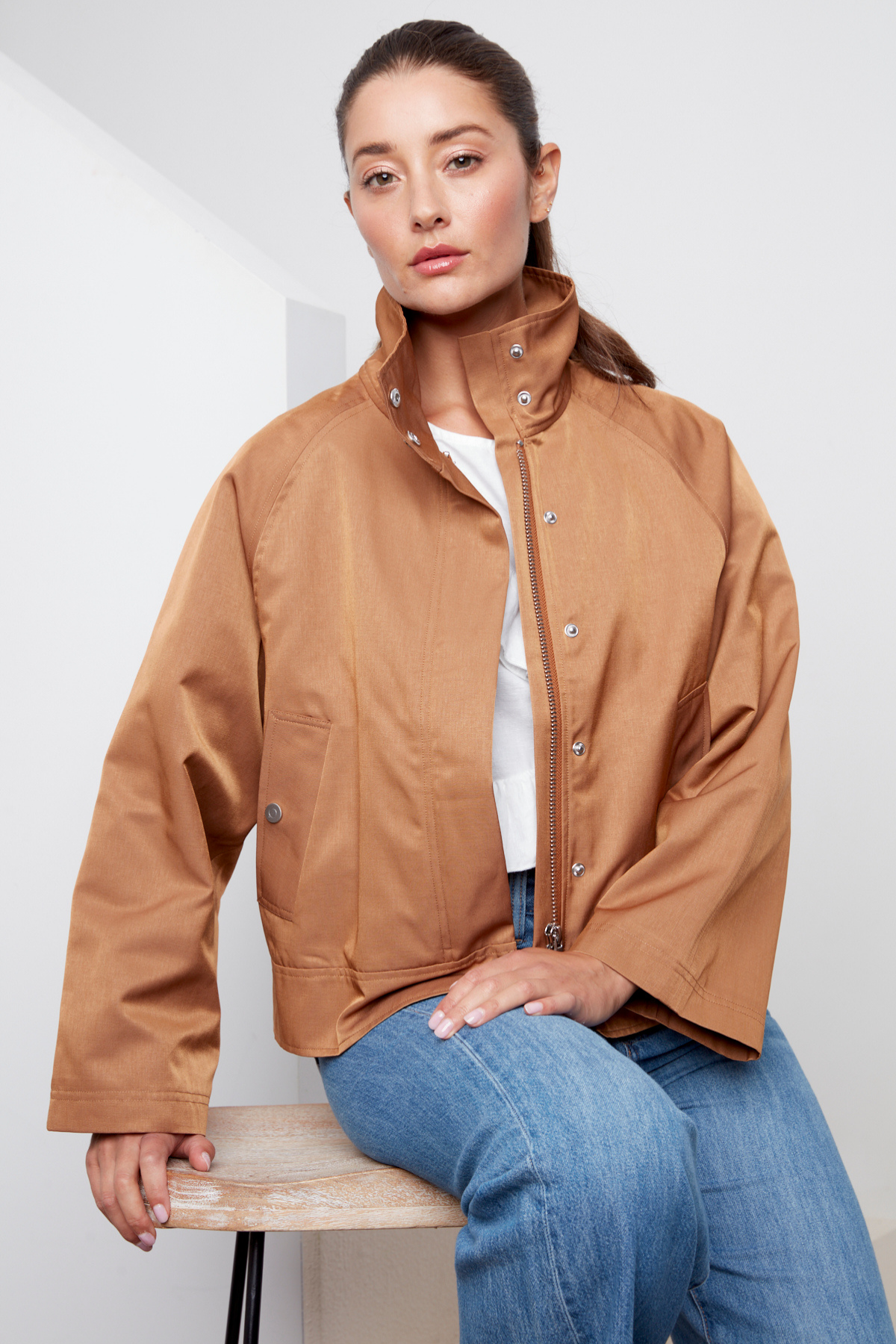Clarke, funnel-neck jacket with zip closure