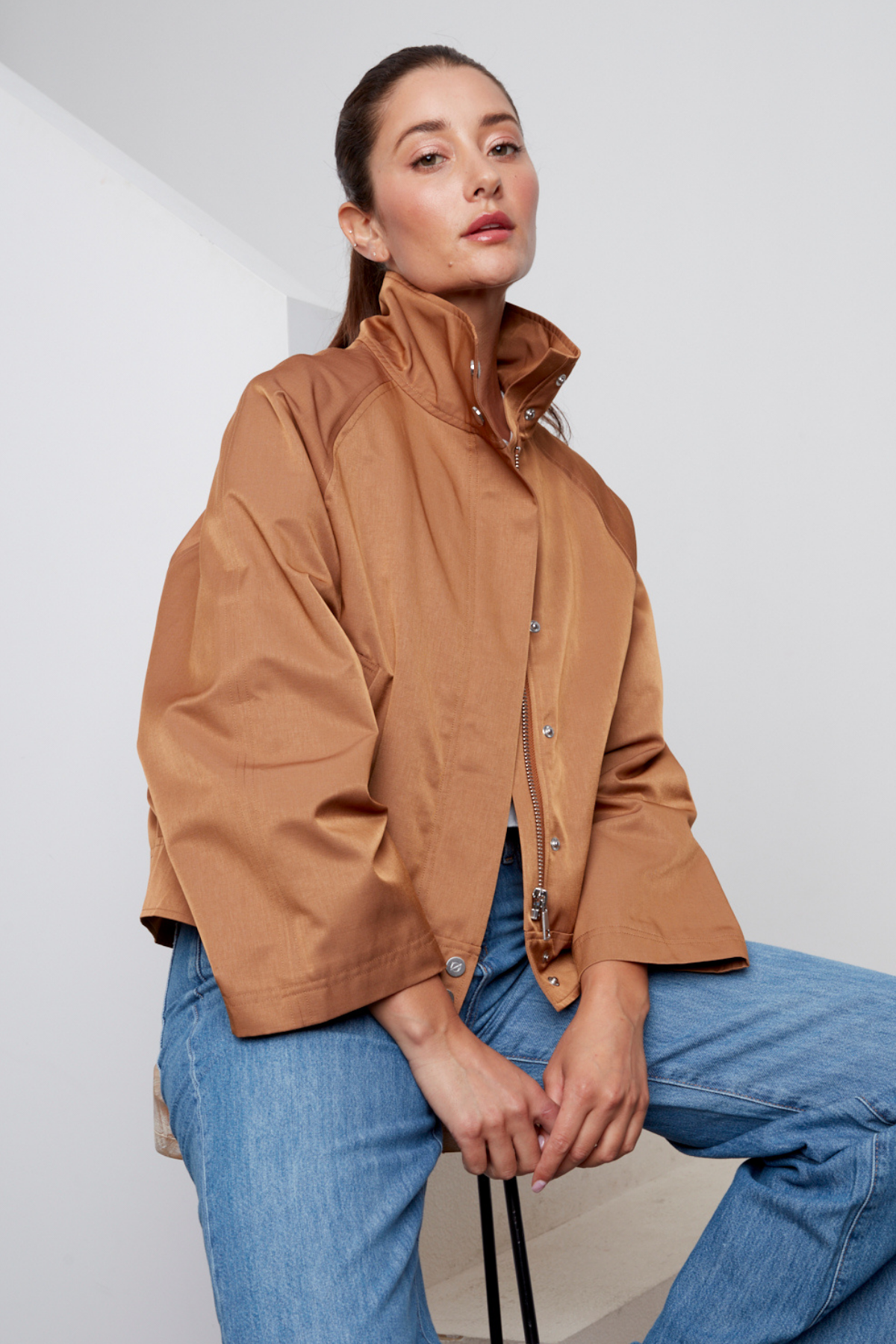 Clarke, funnel-neck jacket with zip closure