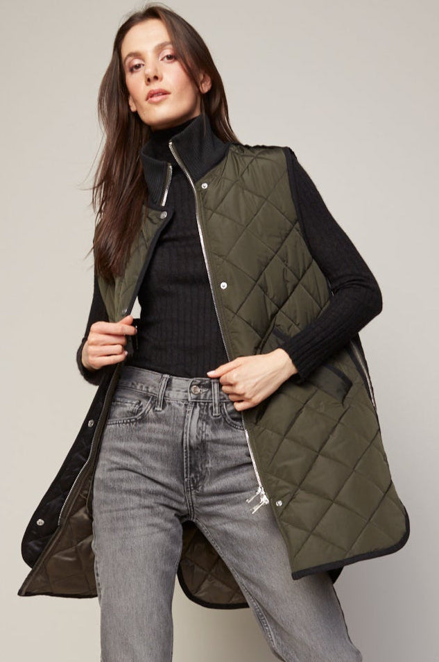 Destiny sleeveless quilted vest with zipper detail